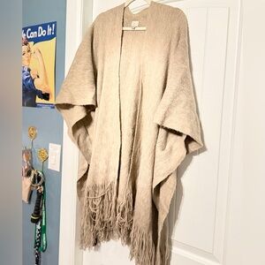A New Day Tan Fringe Shawl